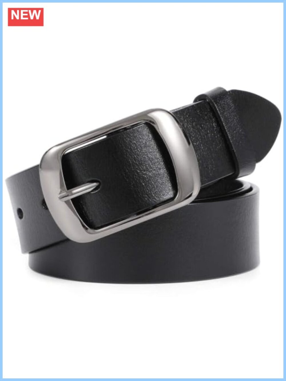 Women's Leather Belt with Solid Pin Buckle for Jeans Pants Dress